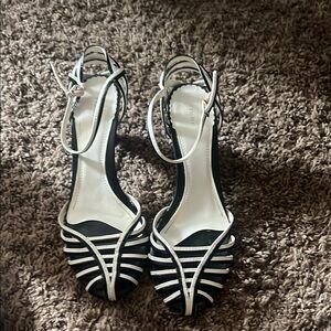 Chic Black and White Strappy Heels